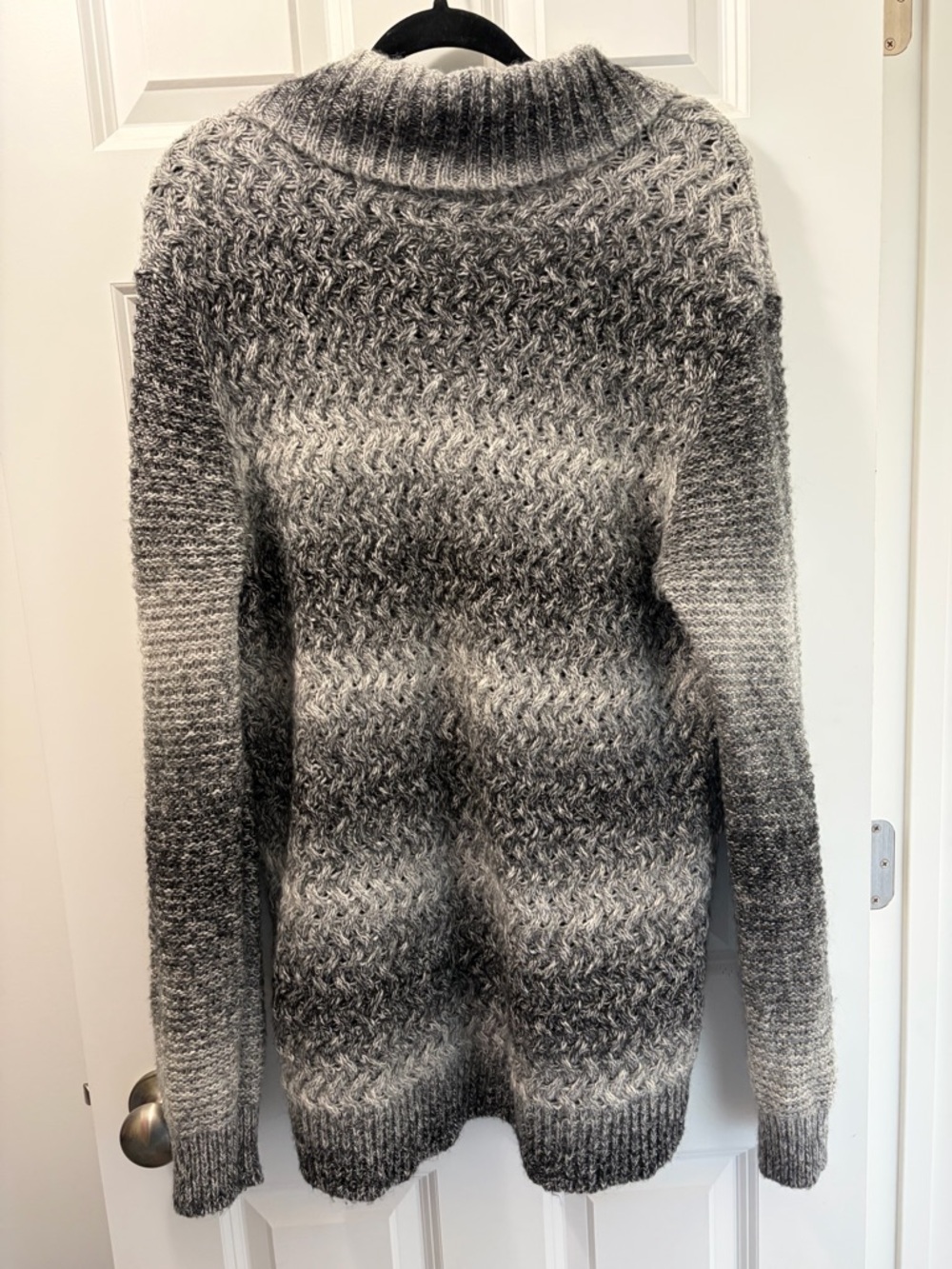 Calvin Klein Gray Ombre Shawl-Collar Zip Cozy Women's Sweater - Picture 3 of 5